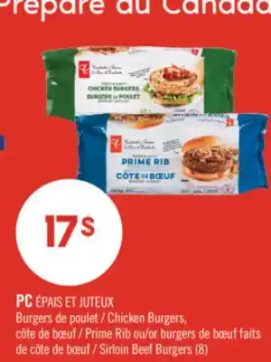 Pharmaprix PC Chicken Burgers, Prime Rib Sirloin Beef Burgers (8) offer