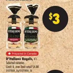 No Frills D'ITALIANO BAGELS, 6' s offer