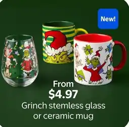 Walmart Grinch stemless glass or ceramic mug offer