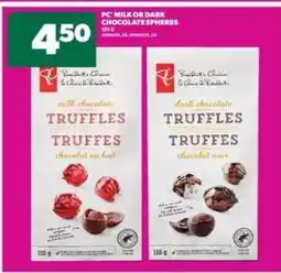 Real Canadian Superstore PC Milk or Dark Chocolate Spheres offer