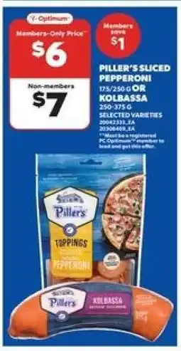 Real Canadian Superstore Piller's Sliced Pepperoni or Kolbassa offer