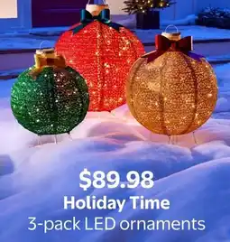 Walmart Holiday Time 3-pack LED ornaments offer