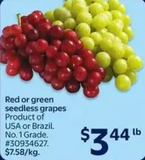 Red or green seedless grapes