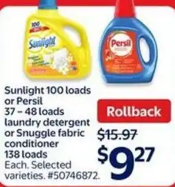Walmart Sunlight 100 loads or Persil offer