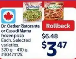 Walmart Dr. Oetker Ristorante or Casa di Mama frozen pizza offer