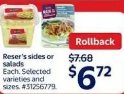 Walmart Reser's sides or salads offer