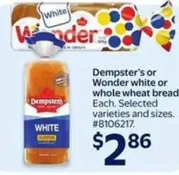 Walmart Dempster's or Wonder white or whole wheat bread offer