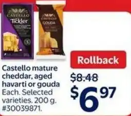 Walmart Castello mature cheddar, aged havarti or gouda offer