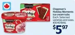 Walmart Chapman's Holiday Moments ice cream tubs offer
