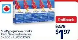 Walmart SunRype juice or drinks offer