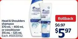 Walmart Head & Shoulders shampoo or conditioner offer