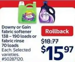 Walmart Downy or Gain fabric softener offer