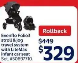 Walmart Evenflo Folio3 stroll & jog travel system with LiteMax infant car seat offer