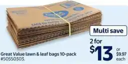 Walmart Great Value lawn and leaf bags offer