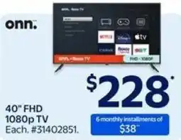 Walmart onn. 40' FHD 1080p TV offer
