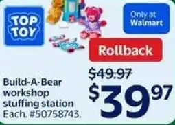 Walmart Build-A-Bear workshop stuffing station offer