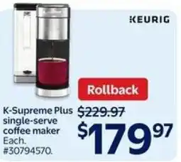 Walmart Keurig k-supreme plus single-serve coffee maker offer