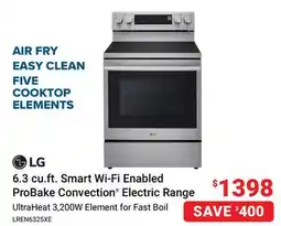 Visions Electronics LG 6.3 cu.ft. Smart Wi-Fi Enabled ProBake Convection Electric Range offer