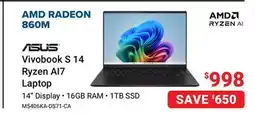 Visions Electronics Asus Vivobook S 14 Ryzen AI7 Laptop offer