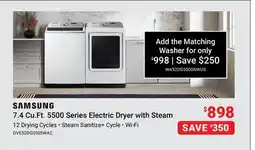 Visions Electronics SAMSUNG 7.4 Cu. Ft. 5500 Series Electric Dryer with Steam offer