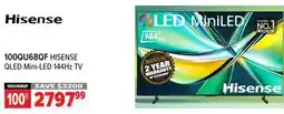 2001 Audio Video 100QU68QF HISENSE QLED Mini-LED 144Hz TV, 100 offer