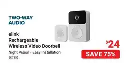 Visions Electronics elink Rechargeable Wireless Video Doorbell offer