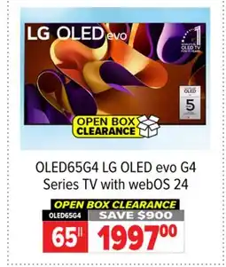 2001 Audio Video LG OLED65G4 LG OLED evo G4 Series TV with webOS 24 offer