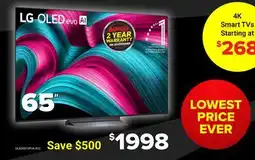 Visions Electronics LG 65 4K OLED evo AI C5 Smart TV offer