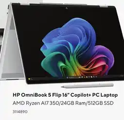 Staples HP OmniBook 5 Flip 16 Copilot+ PC Laptop offer