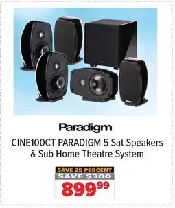 2001 Audio Video CINE100CT PARADIGM 5 Sat Speakers & Sub Home Theatre System offer