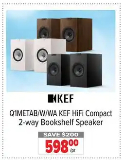 2001 Audio Video Q1METAB/W/WA KEF HiFi Compact 2-way Bookshelf Speaker offer