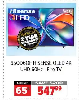 2001 Audio Video HISENSE QLED 4K UHD 60Hz - Fire TV 65 offer