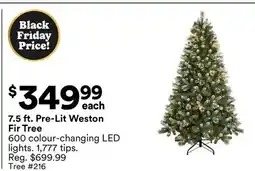 Michaels 7.5 ft. Pre-Lit Weston Fir Tree offer
