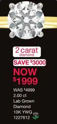 Charm Diamond New Brilliance Lab Grown 2.00CT Diamond Solitaire Ring in 10K Yellow Gold offer