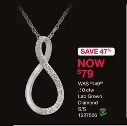 Charm Diamond Infinite Love Lab Grown 0.10CTW Diamond Pendant in Sterling Silver offer