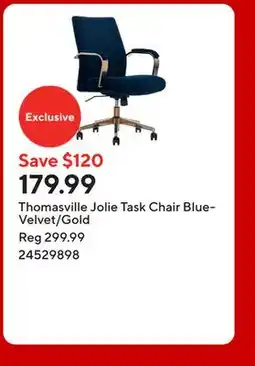 Staples Thomasville Jolie Task Chair BlueVelvet/Gold offer