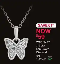 Charm Diamond New Brilliance Lab Grown 0.10CTW Diamond Butterfly Pendant in Sterling Silver offer