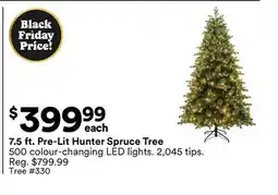 Michaels 7.5 ft. Pre-Lit Hunter Spruce Tree offer