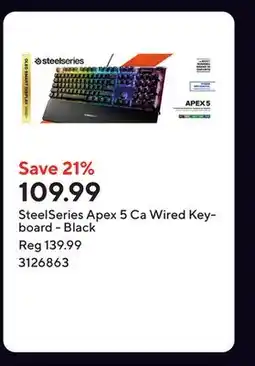 Staples SteelSeries Apex 5 Ca Wired Keyboard - Black offer
