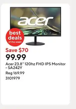 Staples Acer 23.8 120hz FHD IPS Monitor - SA242Y offer