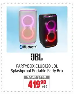 2001 Audio Video CLUB120 JBL Splashproof Portable Party Box offer