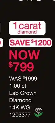 Charm Diamond New Brilliance 14K White Gold Lab Grown 1.00CT Diamond Pendant offer