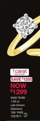 Charm Diamond New Brilliance Lab Grown 1.00CT Diamond Solitaire Ring in 10K Yellow Gold offer