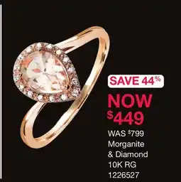 Charm Diamond 10K Rose Gold Morganite & Diamond Ring offer