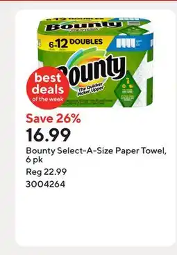 Staples Bounty Select-A-Size Paper Towel, 6 pk offer