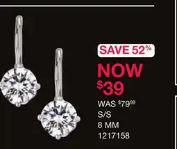 Charm Diamond Sterling Silver 8mm Cubic Zirconia Earrings offer