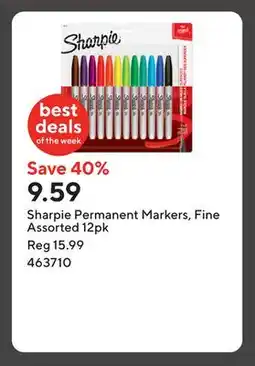 Staples Sharpie Permanent Markers, Fine Assorted 12pk offer
