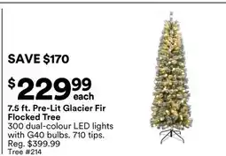 Michaels 7.5 ft. Pre-Lit Glacier Fir Flocked Tree offer