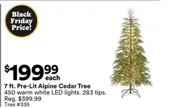 Michaels 7 ft. Pre-Lit Alpine Cedar Tree offer