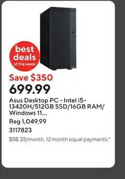 Staples Asus Desktop PC - Intel i5-13420H/512GB SSD/16GB RAM/Windows 11 Home/Grey offer